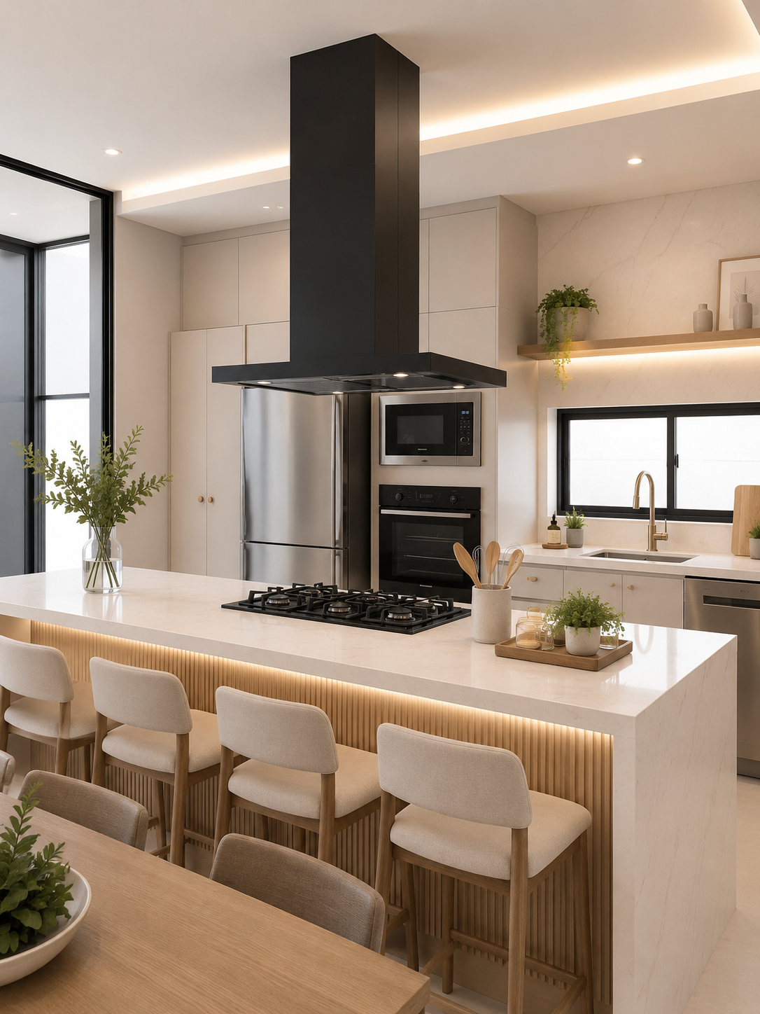 Coifa de ilha Slim — Acabamento em Preto Fosco