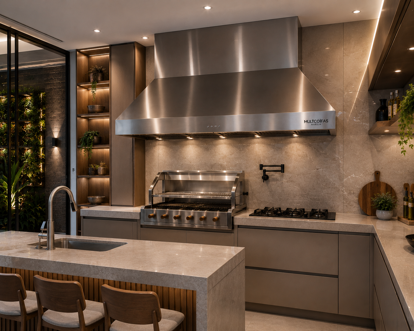 Coifa Conjugada Gourmet — Acabamento em Inox 430 escovado
