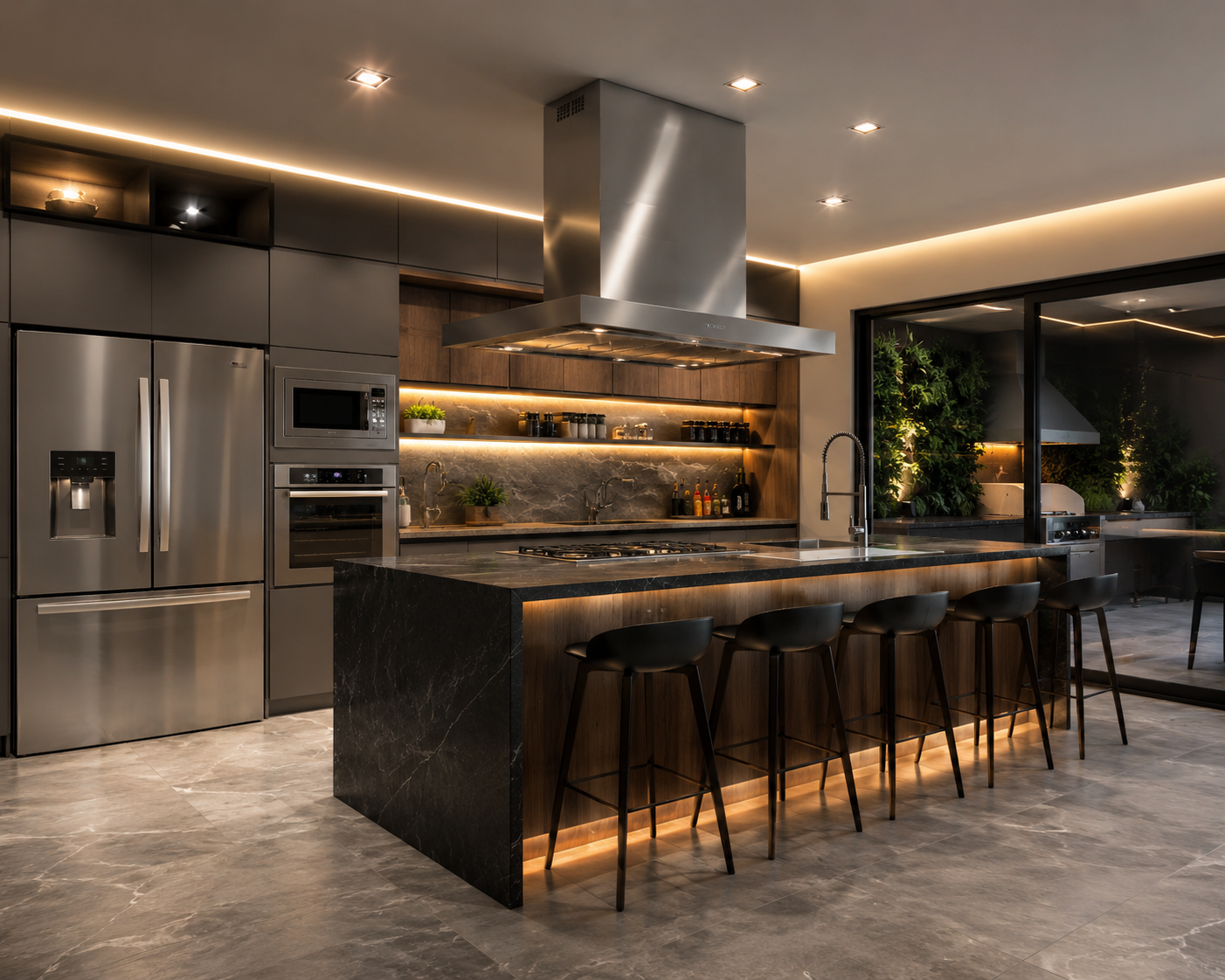 Coifa de Ilha Slim — Acabamento em Inox Escovado